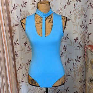 Vivid, Blue sleeveless bodysuit.